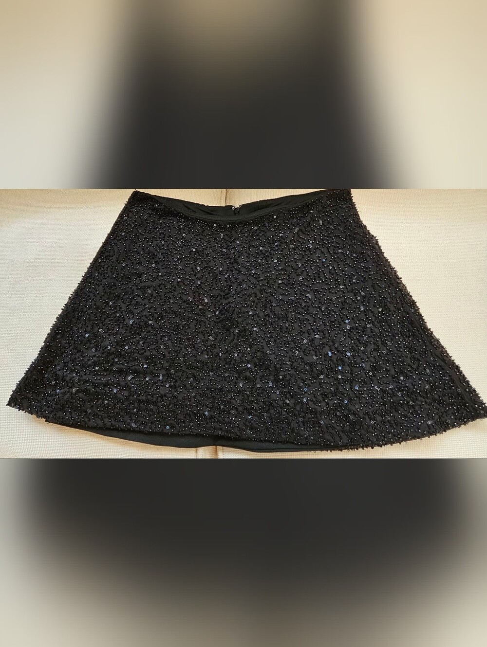 Oh Polly Black Beaded A-Line Mini Skirt